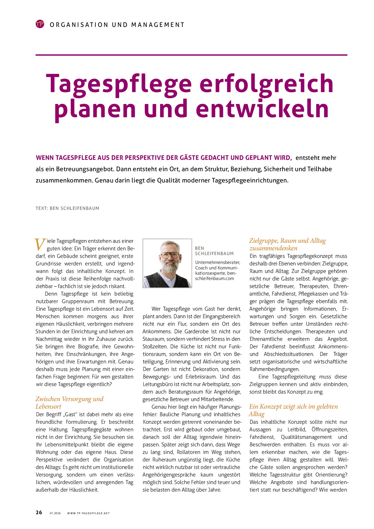 Vorschauseite 1: Tagespflege erfolgreich planen und entwickeln