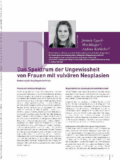 Vorschauseite 1: Das Spektrum der Ungewissheit von Frauen mit vulvären Neoplasien