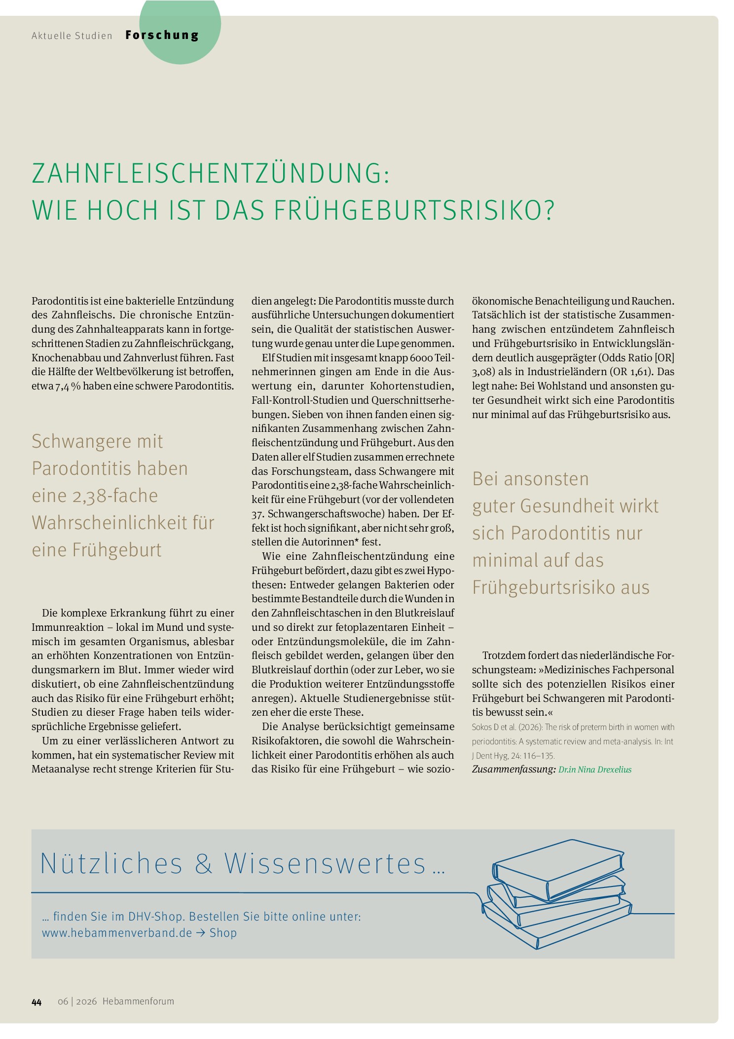 Vorschauseite 1: Zahnfleischentzündung: Wie hoch ist das Frühgeburtsrisiko?