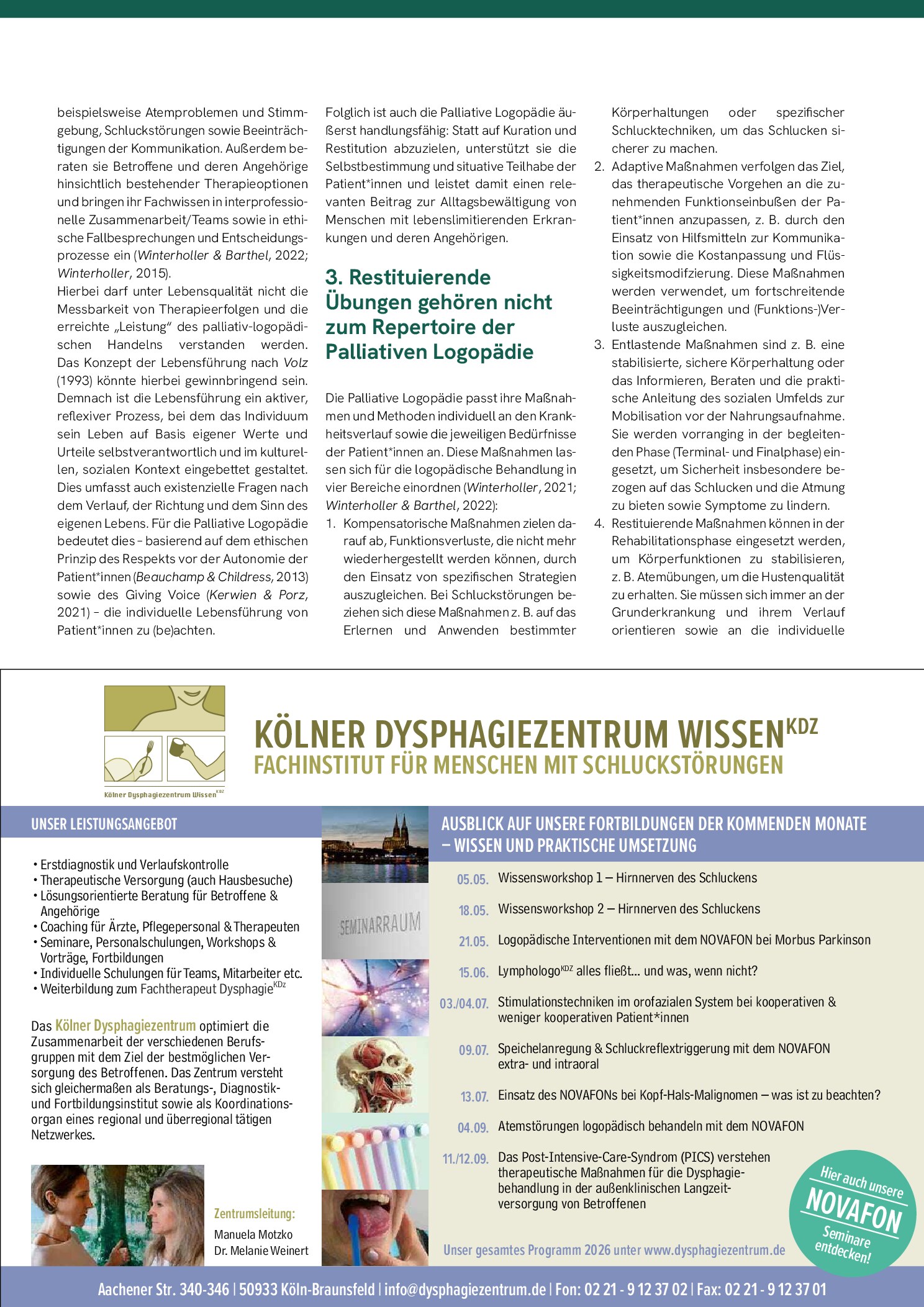 Vorschauseite 2: „Mythen“ rund um die Palliative Logopädie