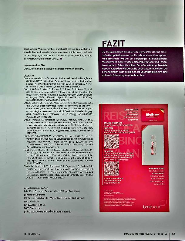 Vorschauseite 4: Medikamentenassoziierte Kiefernekrose