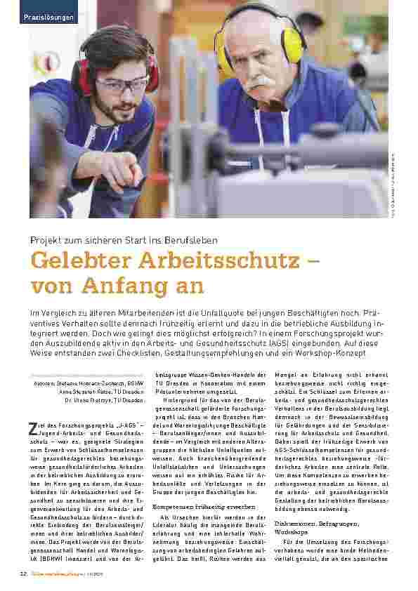 Vorschauseite 1: Projekt zum sicheren Start ins Berufsleben: Gelebter Arbeitsschutz – von Anfang an