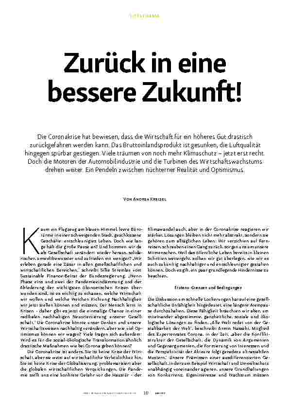 Vorschauseite 1: Zurück in eine bessere Zukunft!