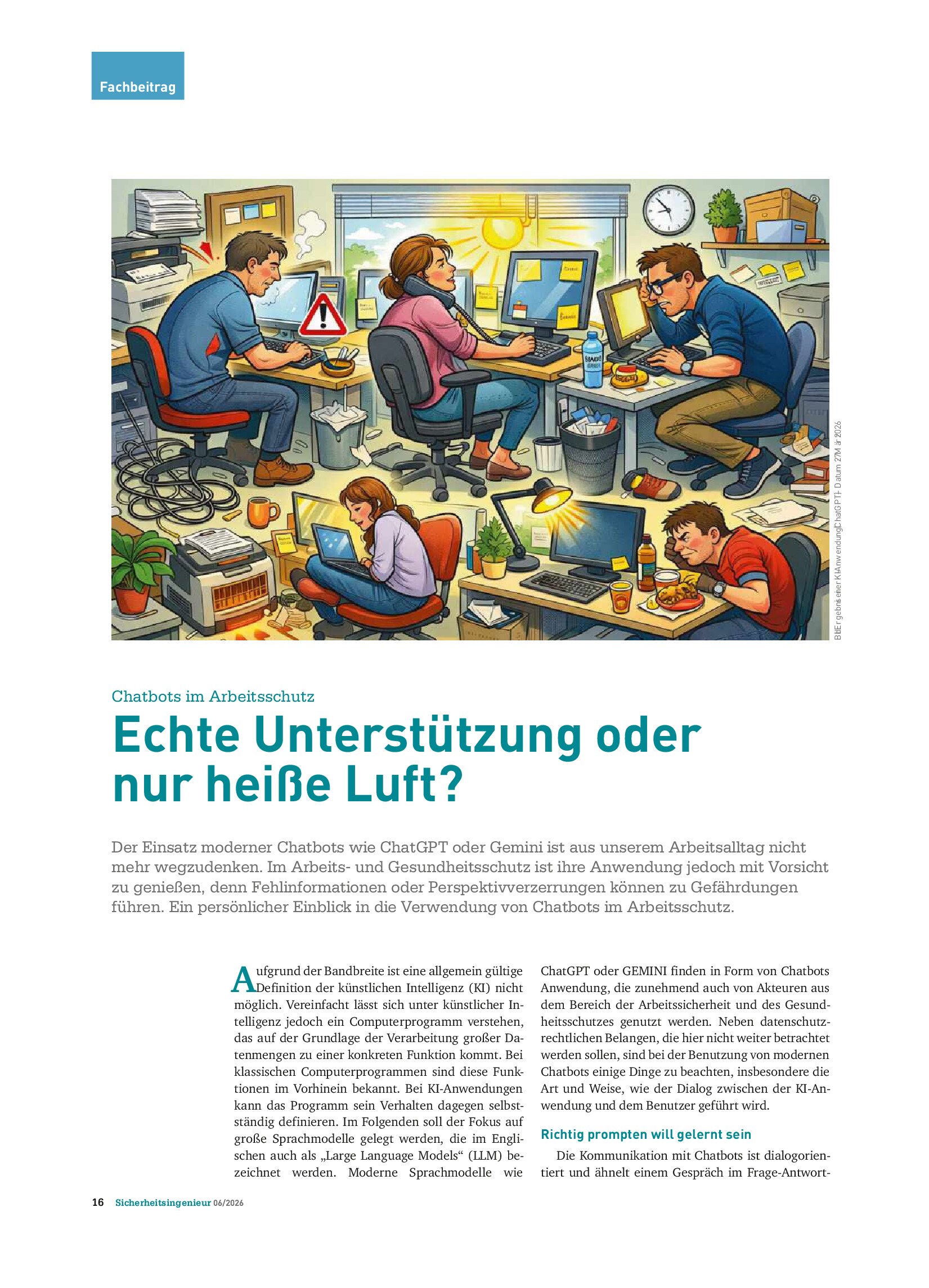 Vorschauseite 1: Chatbots im Arbeitsschutz – Echte Unterstützung oder nur heiße Luft?