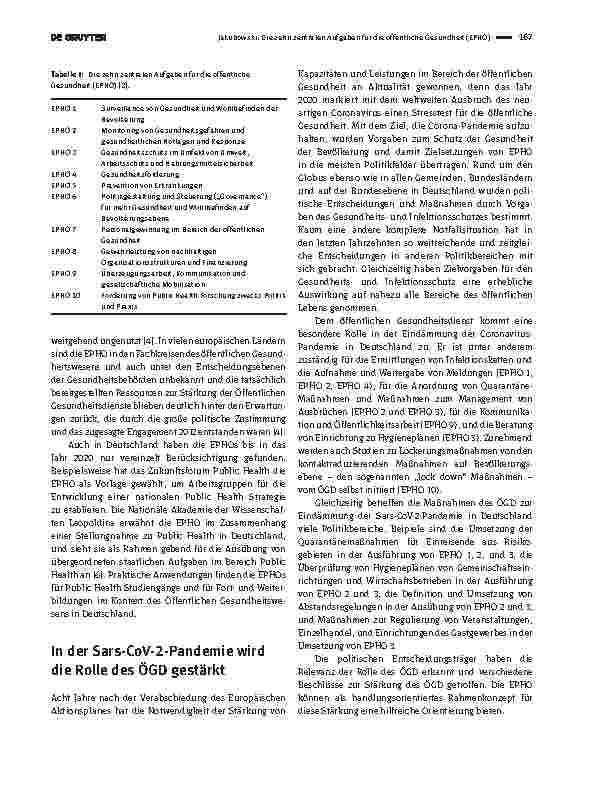 Vorschauseite 2: Die zehn zentralen Aufgaben für die öffentliche Gesundheit (EPHO) berühren fast alle Politikfelder.