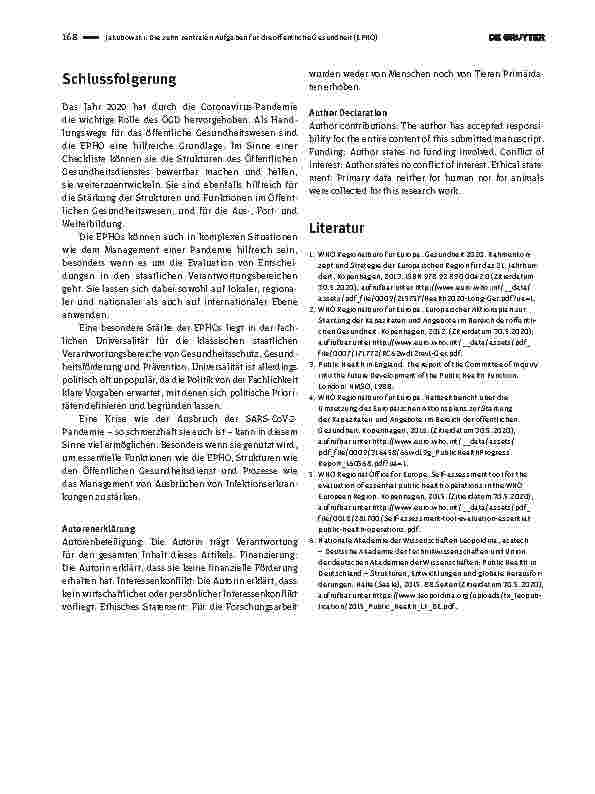 Vorschauseite 3: Die zehn zentralen Aufgaben für die öffentliche Gesundheit (EPHO) berühren fast alle Politikfelder.