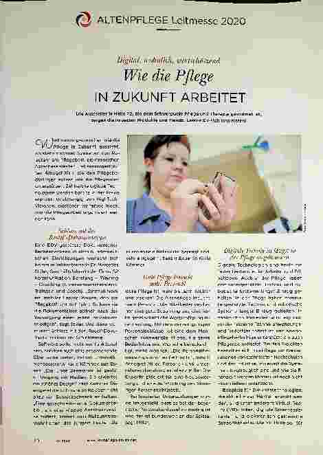 Vorschauseite 1: Digital, wohnlich, wertschätzend. Wie die Pflege IN ZUKUNFT ARBEITET.