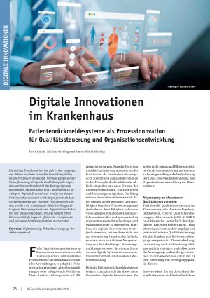 Vorschauseite 1: Digitale Innovationen im Krankenhaus Patientenrückmeldesysteme als Prozessinnovation für Qualitätssteuerung und Organisationsentwicklung