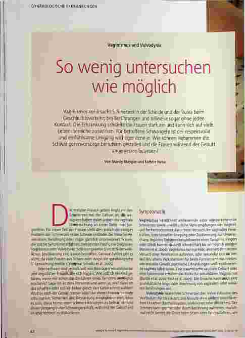 Vorschauseite 1: Vaginismus und Vulvodynie So wenig untersuchen wie möglich