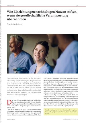 Vorschauseite 1: Wie Einrichtungen nachhaltigen Nutzen stiften, wenn sie gesellschaftliche Verantwortung übernehmen