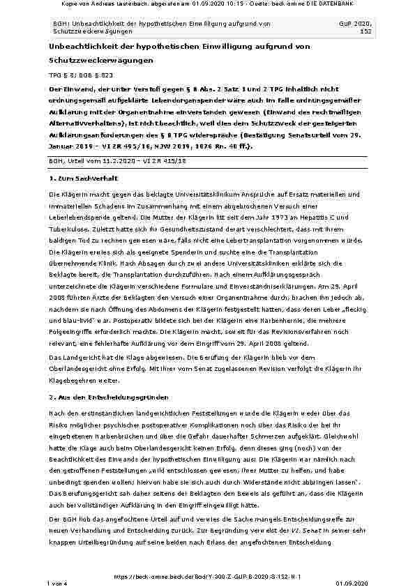 Vorschauseite 1: Unbeachtlichkeit der hypothetischen Einwilligung aufgrund von Schutzzweckerwägungen