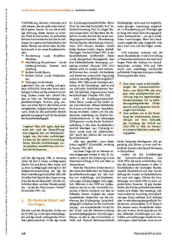 Vorschauseite 2: 30 Jahre Deutsche Einheit in der Sprachheilpädagogik