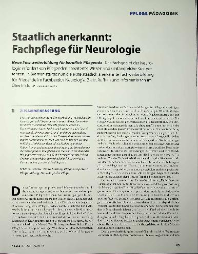 Vorschauseite 1: Staatlich anerkannt: Fachpflege für Neurologie