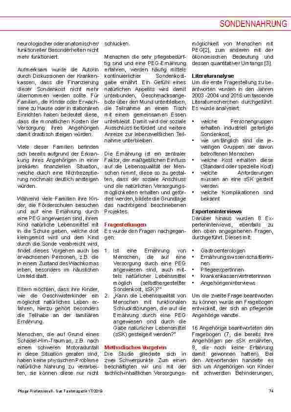 Vorschauseite 2: Stellt selbsthergestellte Sondenkost (sSK) eine Gefahr dar?