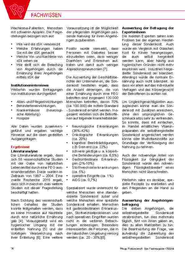 Vorschauseite 3: Stellt selbsthergestellte Sondenkost (sSK) eine Gefahr dar?