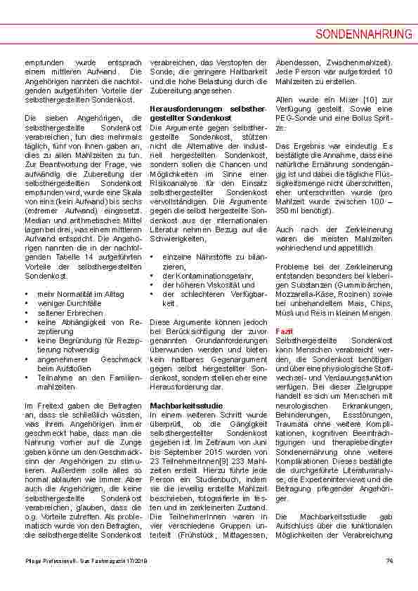 Vorschauseite 4: Stellt selbsthergestellte Sondenkost (sSK) eine Gefahr dar?