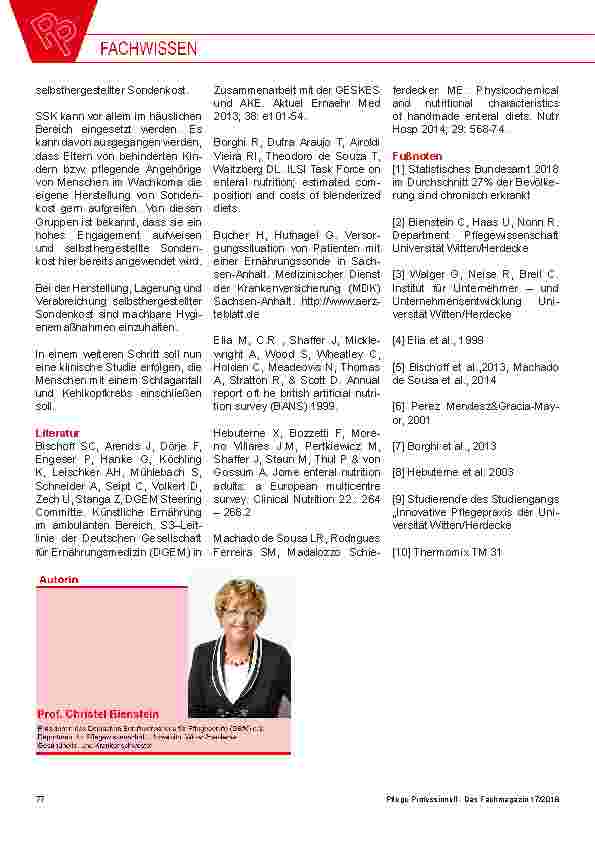 Vorschauseite 5: Stellt selbsthergestellte Sondenkost (sSK) eine Gefahr dar?