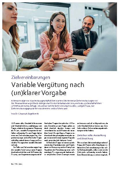 Vorschauseite 1: Zielvereinbarungen Variable Vergütung nach (un)klarer Vorgabe