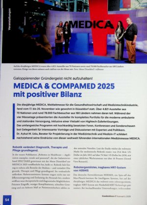 Vorschauseite 1: Galoppierender Gründergeist nicht aufzuhalten! MEDICA & COMPAMED 2025 mit positiver Bilanz