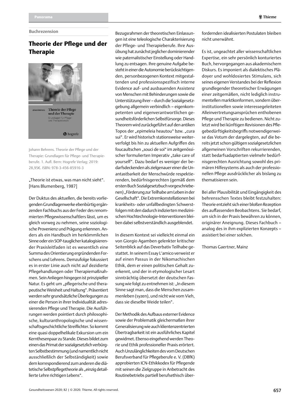 Vorschauseite 1: Theorie der Pflege und der Therapie