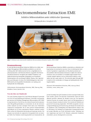 Vorschauseite 1: Electromembrane Extraction EME Selektive Mikroextraktion unter elektrischer Spannung