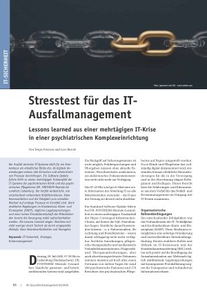 Vorschauseite 1: Stresstest für das IT-Ausfallmanagement Lessons learned aus einer mehrtägigen IT-Krise in einer psychiatrischen Komplexeinrichtung