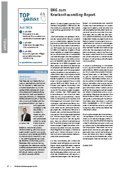 Vorschauseite 1: DKG zum Krankenhaus-Rating-Report
