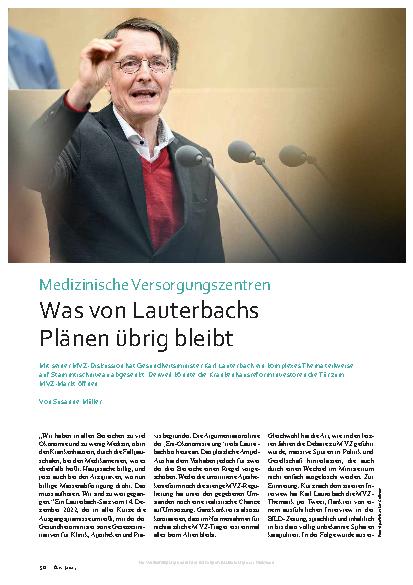 Vorschauseite 1: Medizinische Versorgungszentren: Was von Lauterbachs Plänen übrig bleibt