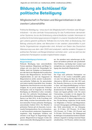 Vorschauseite 1: Bildung als Schlüssel für politische Beteiligung Mitgliedschaft in Parteien und Bürgerinitiativen in der zweiten Lebenshälfte