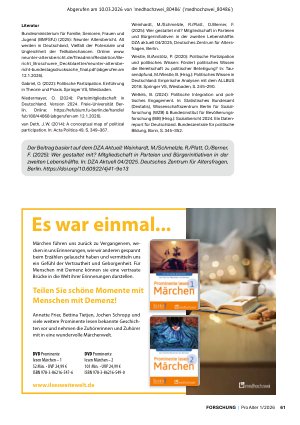 Vorschauseite 4: Bildung als Schlüssel für politische Beteiligung Mitgliedschaft in Parteien und Bürgerinitiativen in der zweiten Lebenshälfte