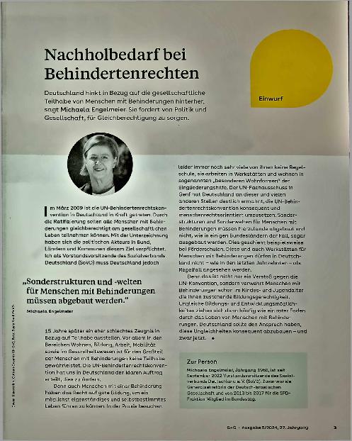 Vorschauseite 1: Nachholbedarf bei Behindertenrechten