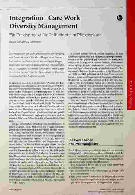 Vorschauseite 1: Integration - Care Work - Diversity Management: Ein Praxisprojekt für Geflüchtete im Pflegesektor