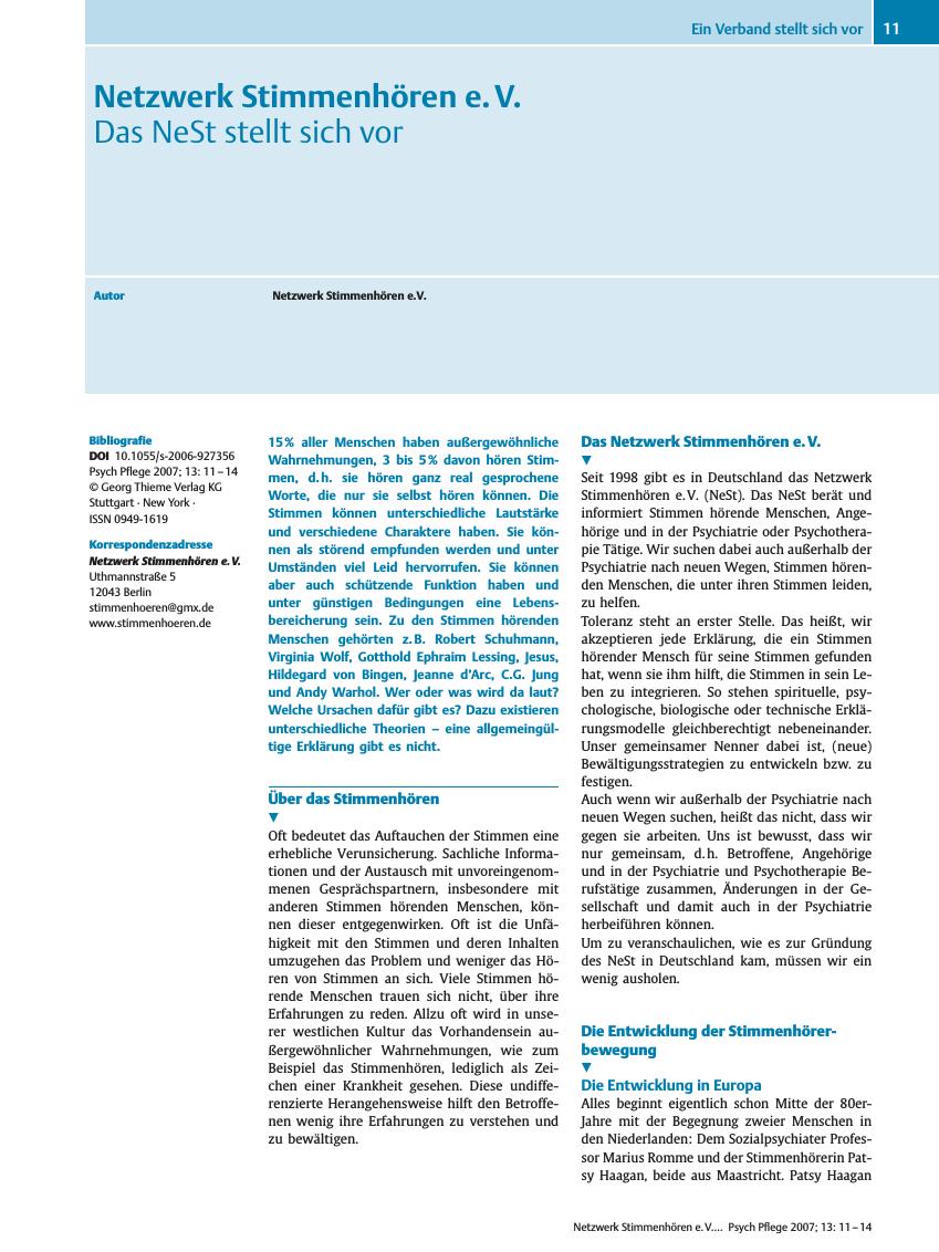 Vorschauseite 1: Netzwerk Stimmenhören e. V.