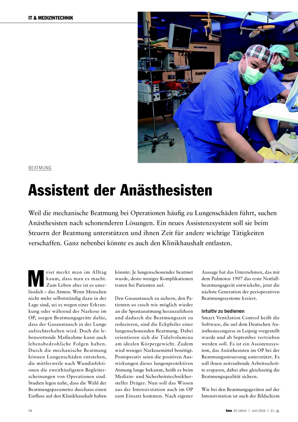 Vorschauseite 1: Beatmung: Assistent der Anästhesisten