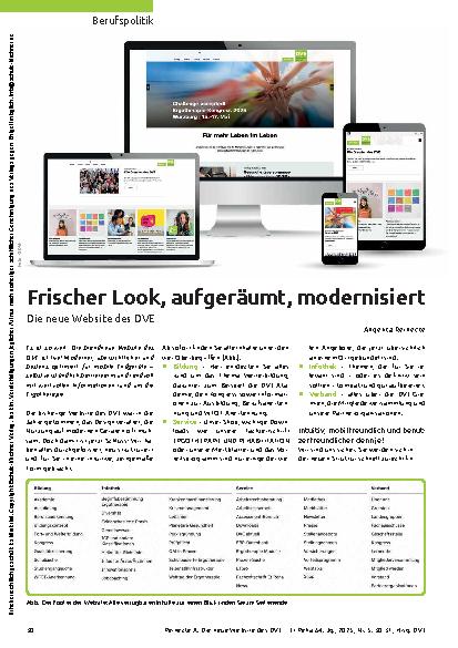 Vorschauseite 1: Frischer Look, aufgeräumt, modernisiert Die neue Website des DVE