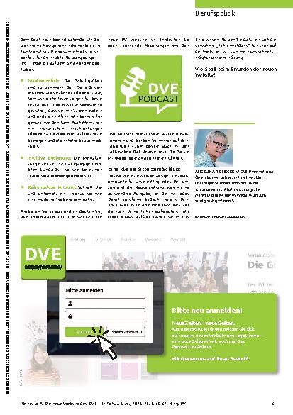 Vorschauseite 2: Frischer Look, aufgeräumt, modernisiert Die neue Website des DVE