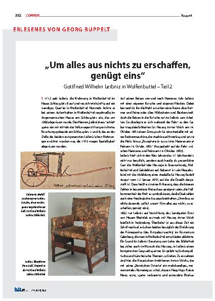 Vorschauseite 1: „Um alles aus nichts zu erschaffen, genügt eins“ - Gottfried Wilhelm Leibniz in Wolfenbüttel – Teil 2