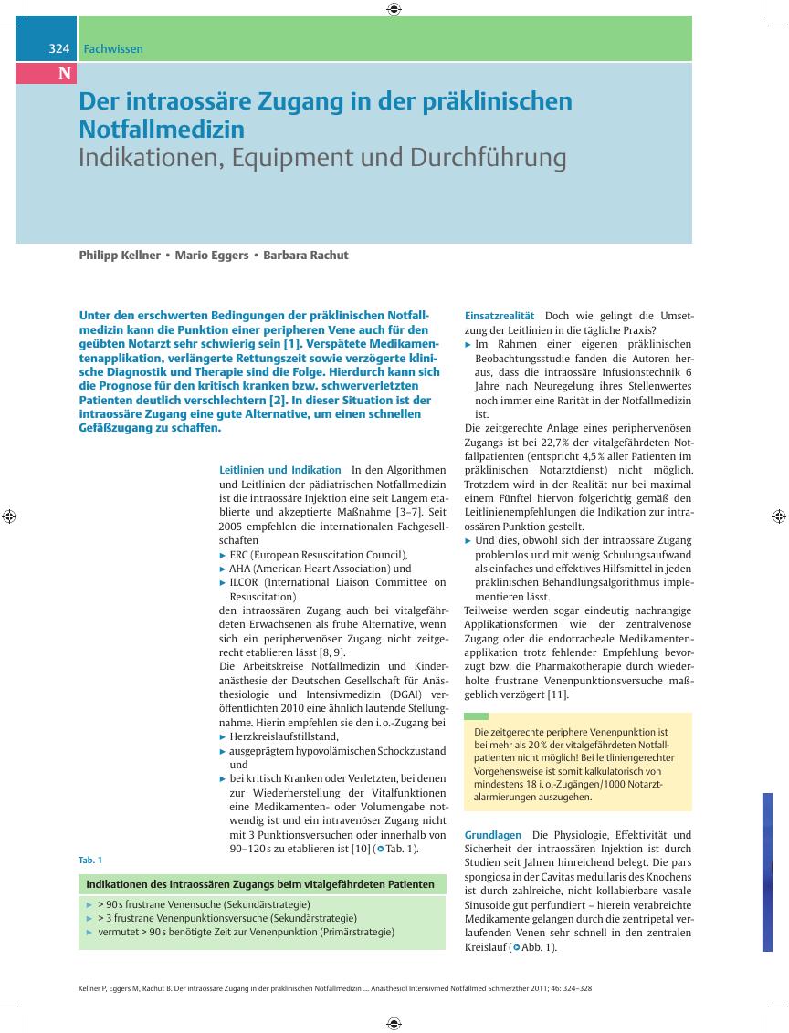 Vorschauseite 1: Der intraossäre Zugang in der präklinischen Notfallmedizin – Indikationen, Equipment und Durchführung
