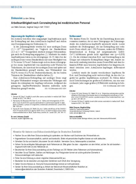 Vorschauseite 1: Anpassung der Impfdosis erwägen