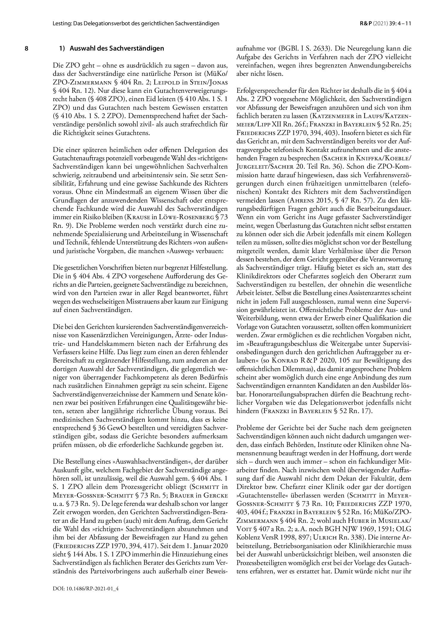 Vorschauseite 5: Das Delegationsverbot des gerichtlichen Sachverständigen