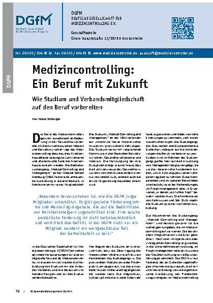 Vorschauseite 1: Medizincontrolling: Ein Beruf mit Zukunft