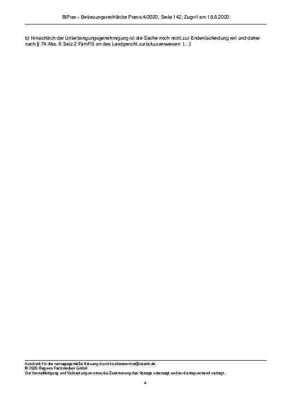 Vorschauseite 4: Zur Unterbringung Art. 2 Abs. 1 GG; § 1906 Abs. 1 und 4 BGB; §§ 62, 68 Abs. 3 Satz 2, 317, 319 Abs. 1 und 4 FamFG