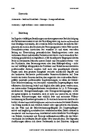 Vorschauseite 2: Das „Recht auf Krankheit“ im Spannungsfeld von Autonomie, Fürsorge und Zwang