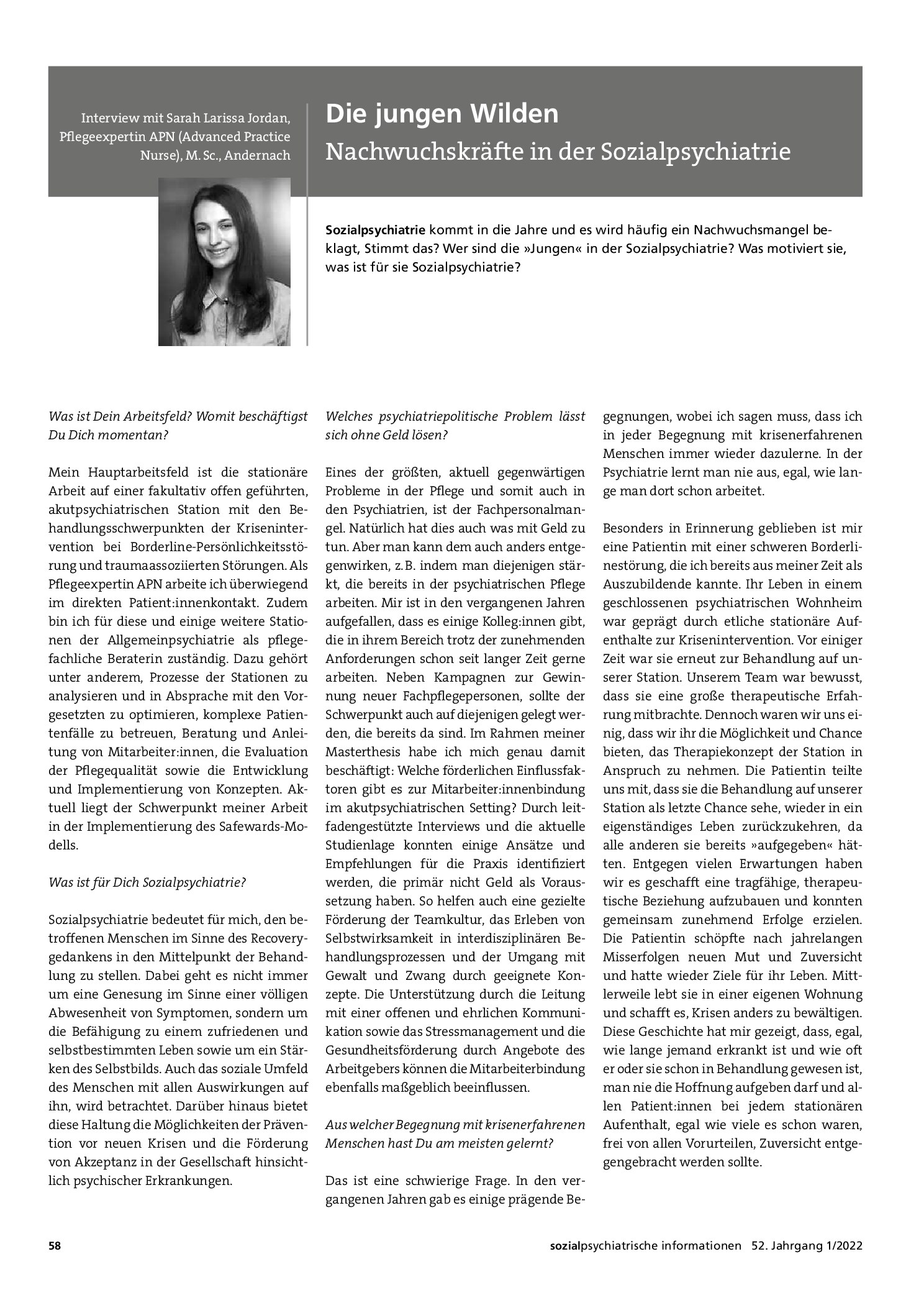 Vorschauseite 1: Interview mit Sarah Larissa Jordan: Die jungen Wilden