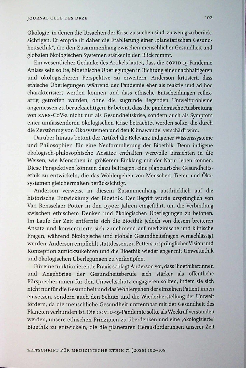 Vorschauseite 2: Planetary Health und Bioethik