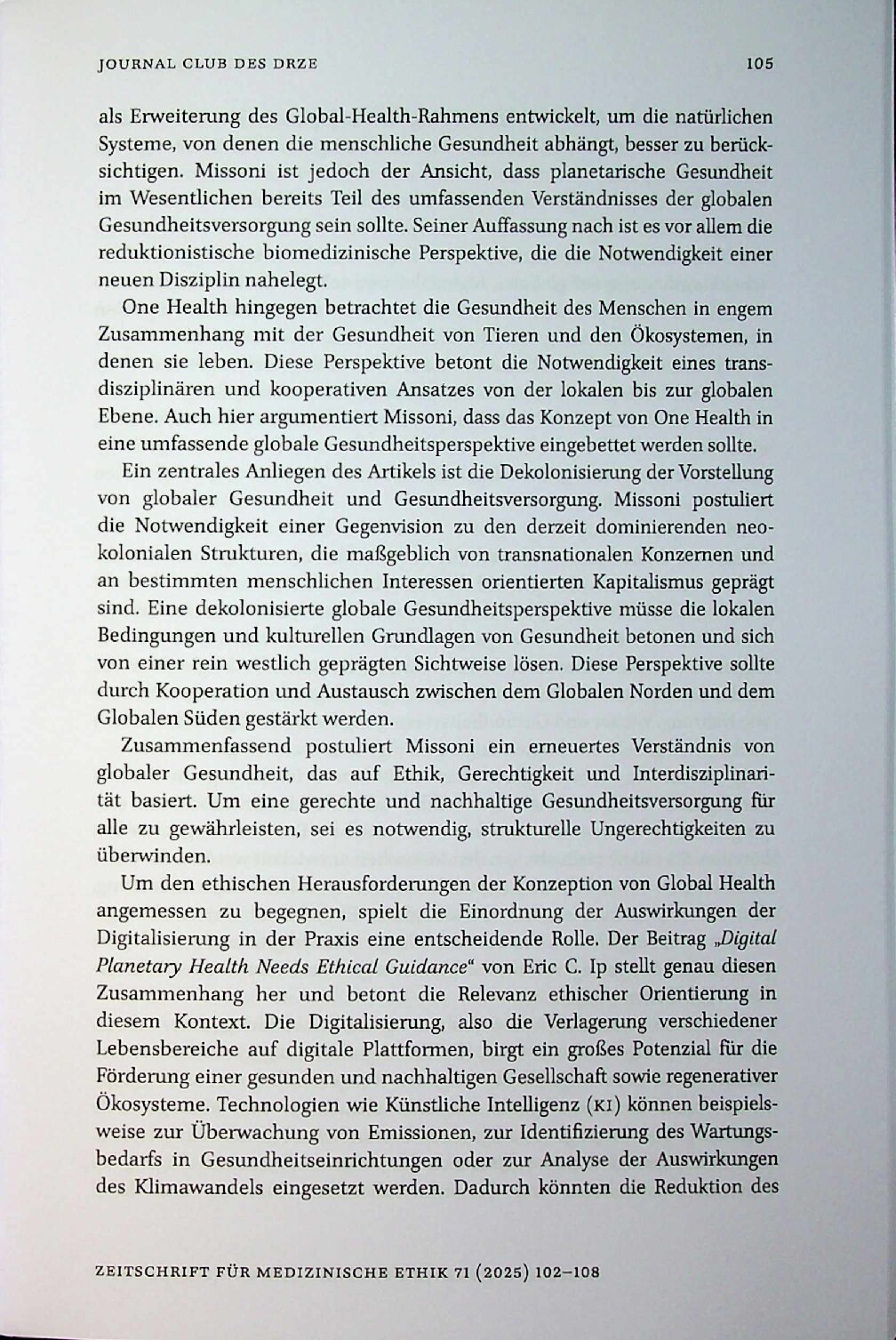 Vorschauseite 4: Planetary Health und Bioethik
