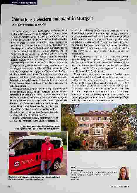 Vorschauseite 1: Charlottenschwestem ambulant in Stuttgart Gelungene Vernetzung vor Ort