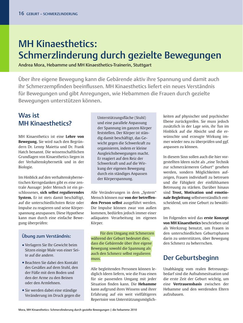 Vorschauseite 1: MH Kinaesthetics: Schmerzlinderung durch gezielte Bewegungen