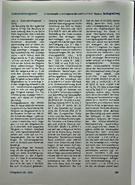 Vorschauseite 4: Zur Versicherungspflicht in einer Tätigkeit als nebenberufliche Lehrkraft für Pflegeberufe.