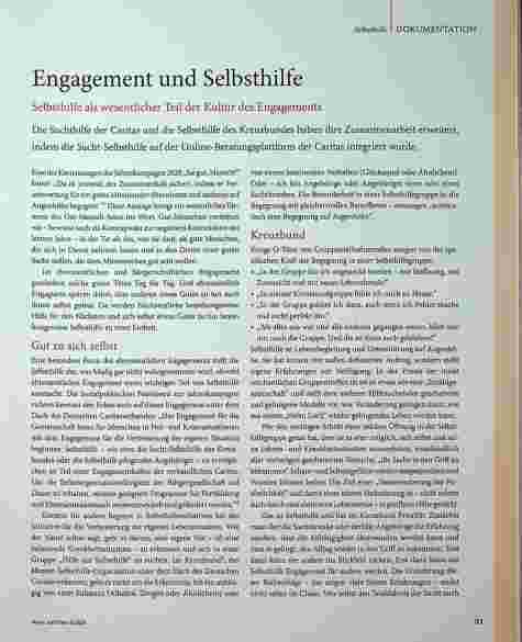 Vorschauseite 1: Engagement und Selbsthilfe. Selbsthilfe als wesentlicher Teil der Kultur des Engagements.